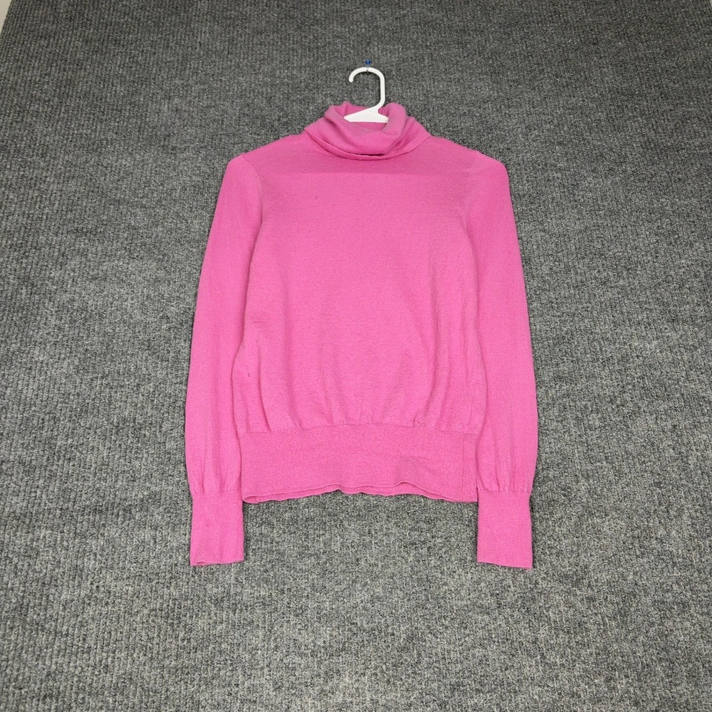 J Crew Turtleneck Sweater Womens M Pink Merino Wool Classic Fine Knit Layering‎
